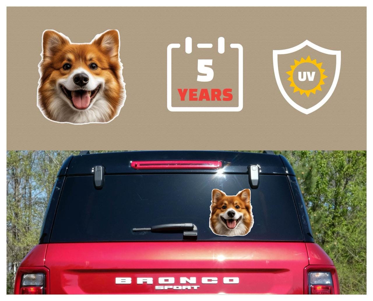 Custom Dog Face Reflective Vinyl Decal | Waterproof Pet Sticker