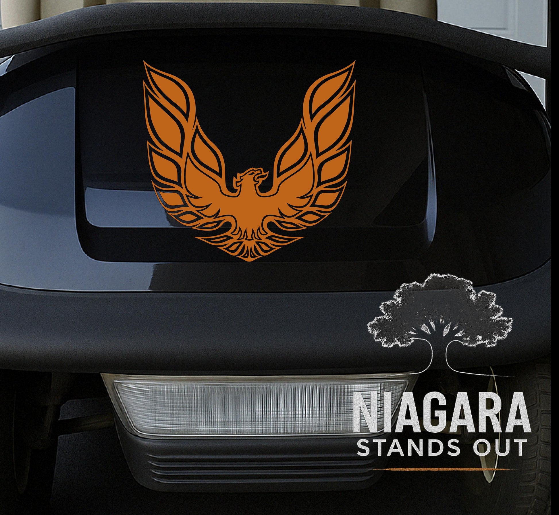 Firebird Phoenix Decal  Metallic Orange Black Muscle Car Vinyl Sticker for Golf Cart, Hood, Toolbox  Retro Custom 6in24in vinyl decal