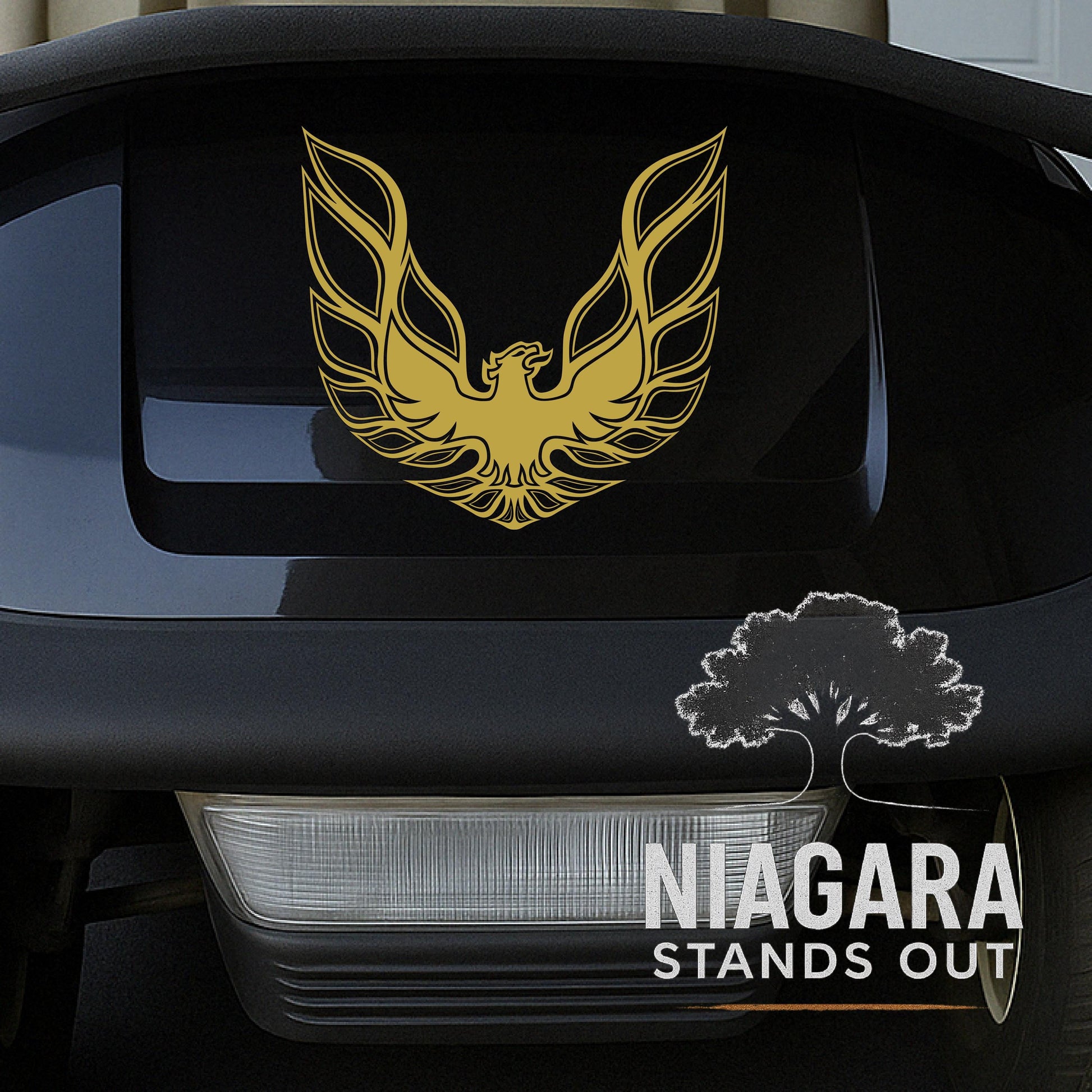 Gold Firebird Phoenix Decal  Classic Muscle Car Vinyl Sticker for Golf Cart, Hood, or Toolbox  6in to 24in Premium Cut vinyl decal