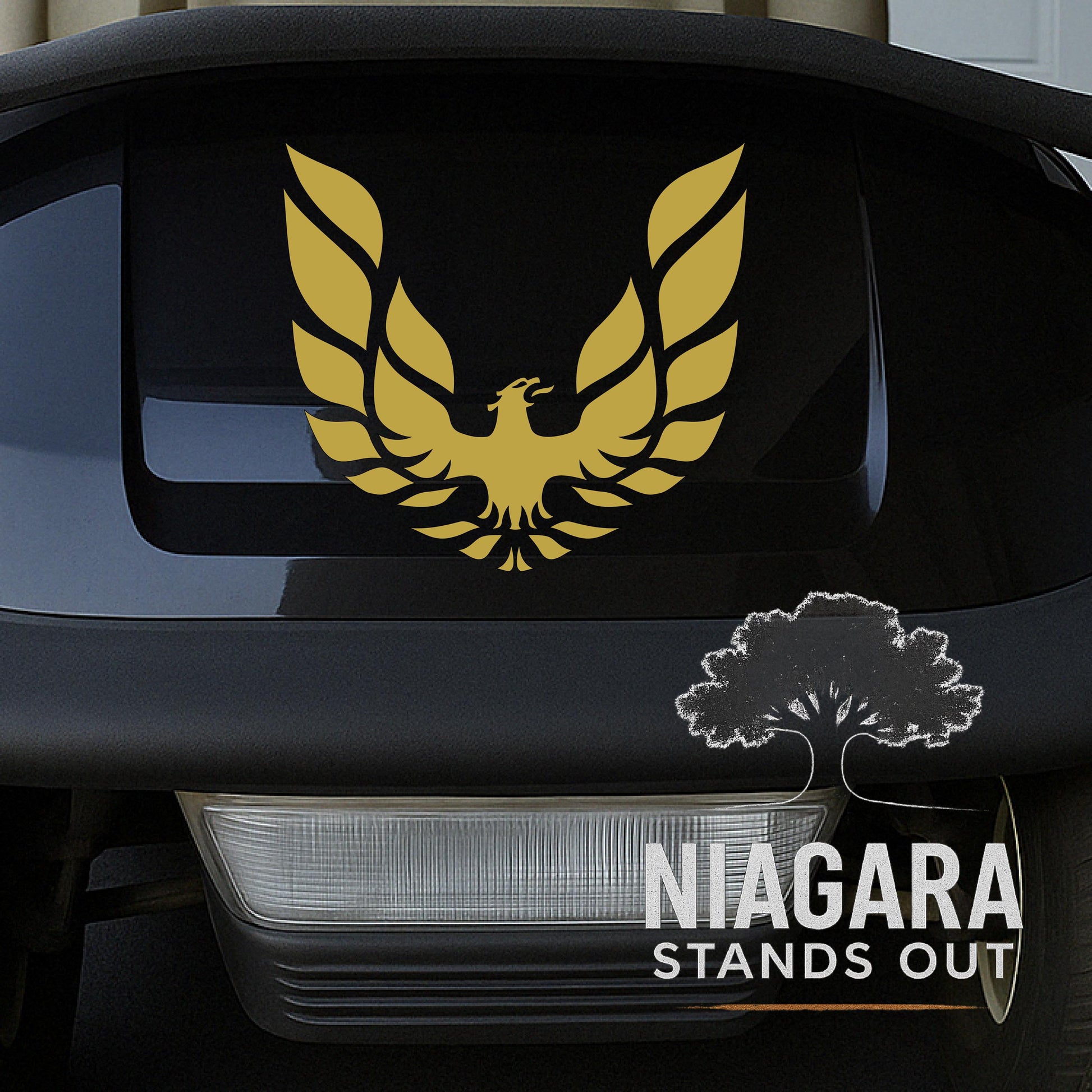 Gold Firebird Decal  Bold Vinyl Phoenix Sticker for Golf Carts, Cars, Toolboxes  Classic Muscle Style 6in to 24in vinyl decal