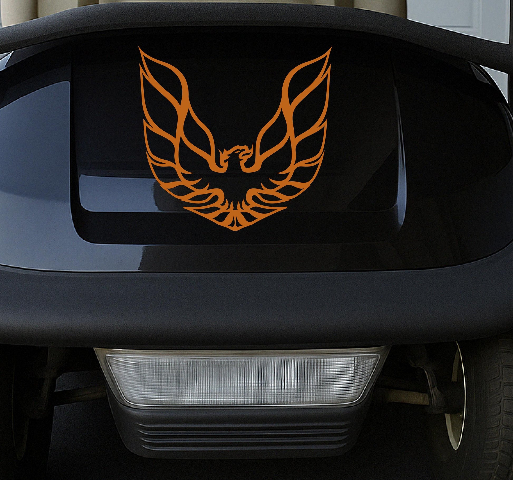 Metallic Orange Firebird Decal  Black Outline Vinyl Phoenix Sticker for Car Hood, Truck, Golf Cart  Custom Muscle Car Graphic 6in24in vinyl decal