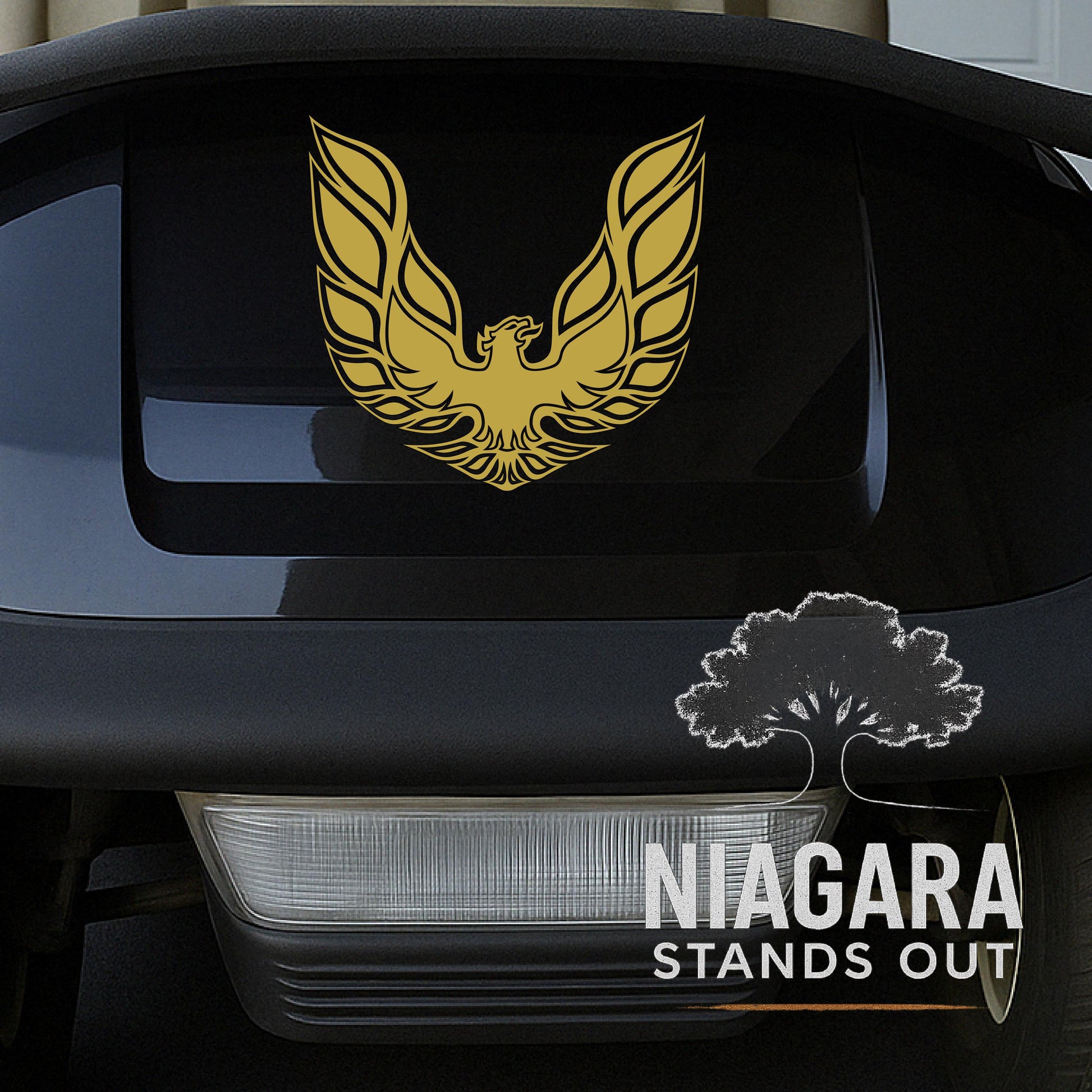 Gold Phoenix Firebird Decal  Premium Vinyl Muscle Car Sticker for Golf Cart, Hood, Toolbox  Retro Trans Am Style 6in24in vinyl decal