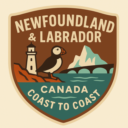 Newfoundland and Labrador Canada badge featuring authentic Pitcher plant design - Premium provincial pride collection