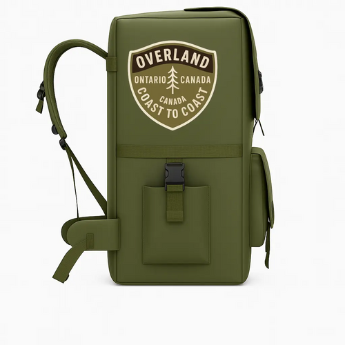 overlanding decals on adventure backpack - premium outdoor stickers
